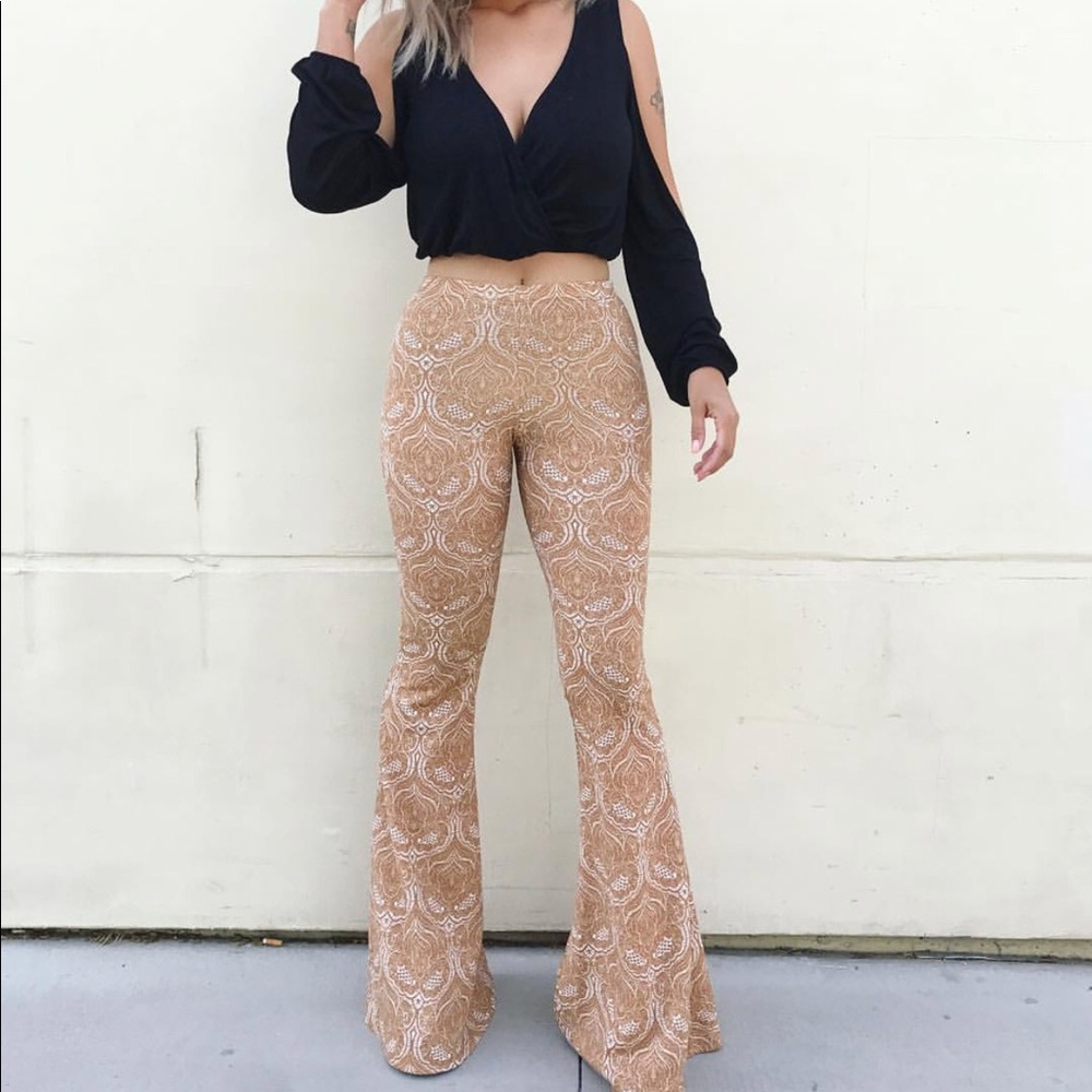 Paisley print bell bottom pants